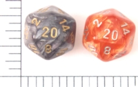 Dice : D20 TRANSLUCENT ROUNDED SWIRL CHESSEX LEAF 1