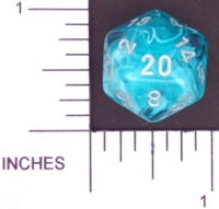 Dice : D20 TRANSLUCENT ROUNDED SWIRL CHESSEX MENAGERIE 01