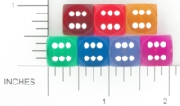 Dice : D6 CLEAR SHARP SOLID BGSHOP PRECISION BACKGAMMON HALF SMALL PIPS 01
