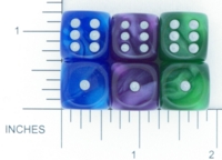 Dice : D6 OPAQUE ROUNDED IRIDESCENT CHESSEX VELVET 01