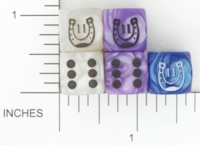 Dice : D6 OPAQUE ROUNDED IRIDESCENT TATTOO MAMMA HORSESHOE 01