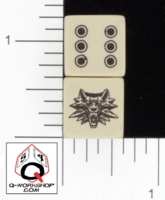 Dice : D6 OPAQUE ROUNDED SOLID Q WORKSHOP WOLF HEAD BIRDSYEY 01