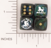 Dice : D6 OPAQUE ROUNDED SWIRL CHESSEX CUSTOM 01 DRAGONS ADVENTURE UNICORN