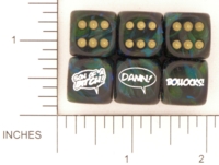 Dice : D6 OPAQUE ROUNDED SWIRL CHESSEX CUSTOM 03 EXPLATIVES DAMN BITCH BOLLOCKS
