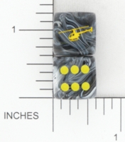 Dice : D6 OPAQUE ROUNDED SWIRL CHESSEX CUSTOM 17 FOR JSPASSNTHRU HELICOPTER