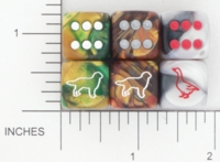 Dice : D6 OPAQUE ROUNDED SWIRL CHESSEX CUSTOM 31 FOR JSPASSNTHRU RETRIEVER GOOSE