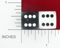 Dice : D6 OPAQUE SHARP SOLID BGSHOP PRECISION BACKGAMMON FIVE EIGHTS SMALL PIPS 01