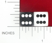 Dice : D6 OPAQUE SHARP SOLID BGSHOP PRECISION BACKGAMMON NINE SIXTEENTHS LARGE PIPS 01