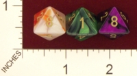 Dice : D8 OPAQUE ROUNDED IRIDESCENT SWIRL CHESSEX 2009 GEMINI 01