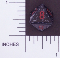 Dice : D8 OPAQUE ROUNDED SPECKLED WITH RED 3