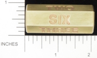 Dice : METAL BRASS D6 24 STICK WORDED