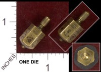 Dice : METAL BRASS D6 UNKNOWN CROWN AND ANCHOR PATENT 33471
