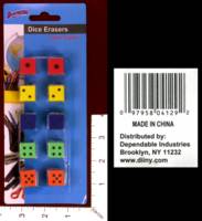 Dice : MINT32 DEPENDABLE INSUSTRIES DICE ERASERS 01