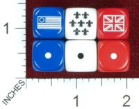 Dice : MINT40 CHESSEX CUSTOM FOR WATCHFUL STUDIO US COLONIAL FRENCH BRITISH FLAGS