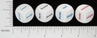 Dice : NON NUMBERED OPAQUE ROUNDED SOLID KOPLOW ENGLISH GERMAN FRENCH SPANISH SHAPES WORDS SERIES 1 01