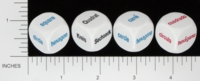 Dice : NON NUMBERED OPAQUE ROUNDED SOLID KOPLOW ENGLISH GERMAN FRENCH SPANISH SHAPES WORDS SERIES 2 01