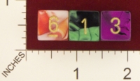 Dice : NUMBERED OPAQUE ROUNDED IRIDESCENT SWIRL CHESSEX 2009 GEMINI 01