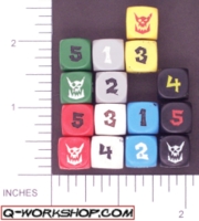 Dice : NUMBERED OPAQUE ROUNDED SOLID Q WORKSHOP ORC 02