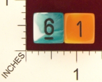 Dice : NUMBERED TRANSLUCENT ROUNDED IRIDESCENT SWIRL CHESSEX 2009 GEMINI 01