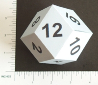 Dice : PAPER D12 MY DESIGN RHOMBIC DODECAHEDRON NUMBERED