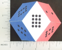 Dice : PAPER D12 MY DESIGN RHOMBIC DODECAHEDRON PIPPED RWB